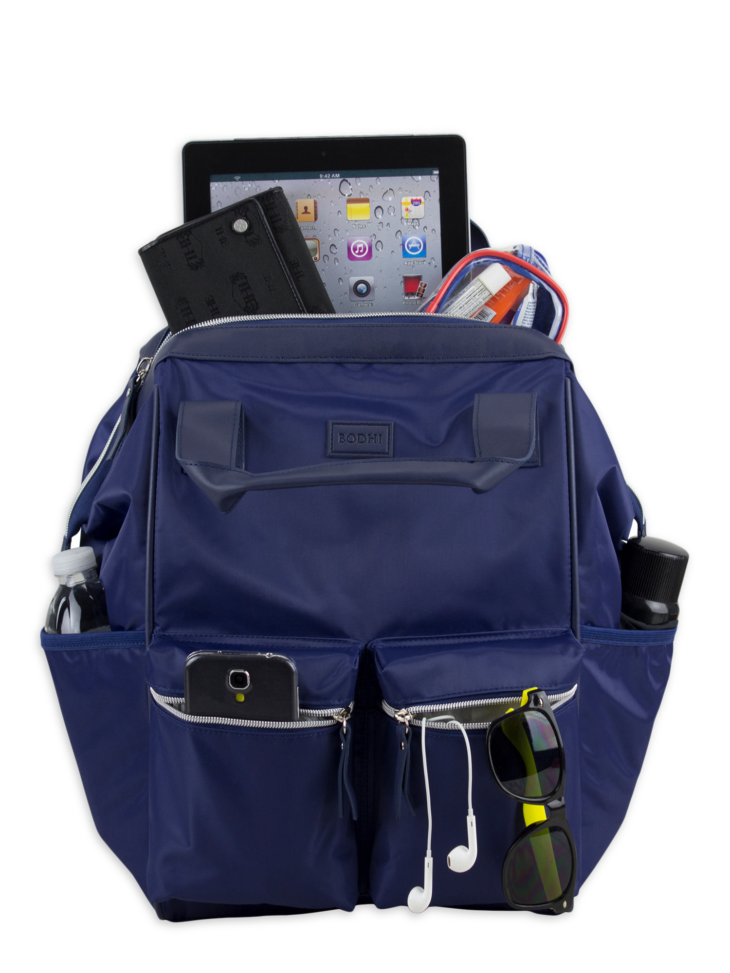 Bodhi Unisex Convertible Top Handle Backpack with Front Pockets, Navy