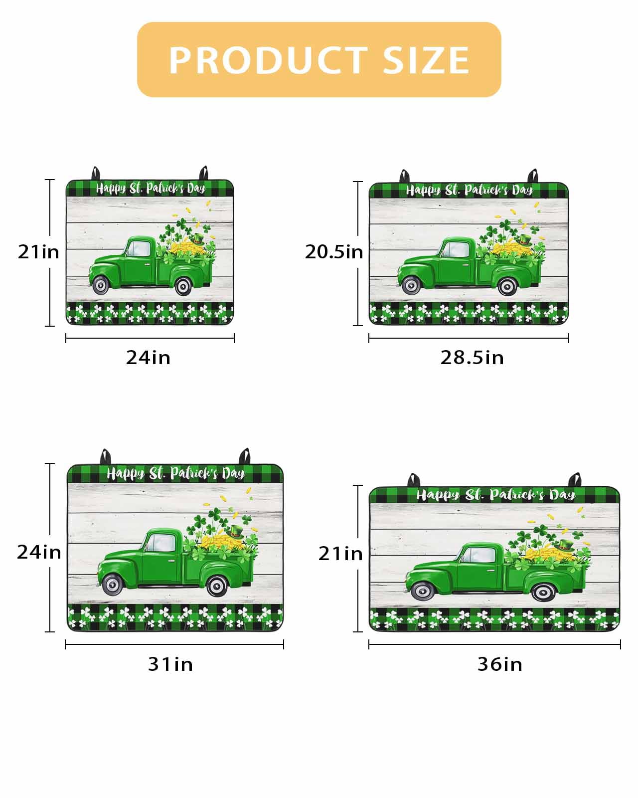 Large Induction Cooktop Protector Mat Saint Patrick's Day Stove Top Covers for Electric Stove, Spring Green Grass Truck Gray Wood Plaid Decorative Stove Burner Cover Mats, Glass Top Stove Cover