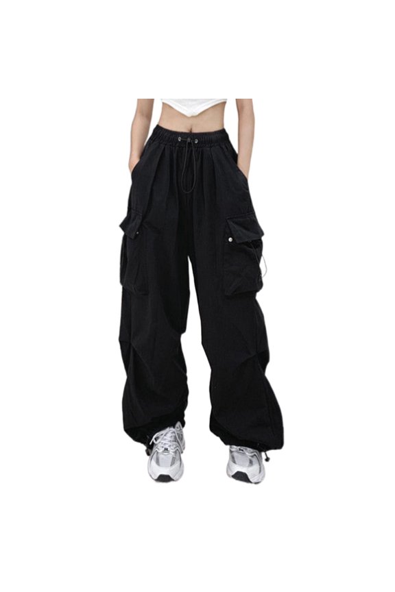 Cargo Pants Women,joggers for Women,parachute Pants Woman,skinny Jeans for Women,pants for Women,baggy Cargo Pants Streetwear Joggers Drawstring Wide Leg Trousers Black XL