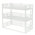 thumbnail image 4 of Generic Twin XL Triple Bunk Bed, 3-Tier Metal Bed Frame with Safety Guardrails, Heavy-Duty Noise-Reduced Design, Space-Saving Structure for Shared Rooms & Dormitories, White, 4 of 9