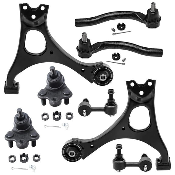 Detroit Axle - Front End 8pc Suspension Kit for 2006-2011 Honda Civic 2006 2007 2008 2009 2010 2011, 2Lower Control Arms 2 Ball Joints 2 Outer Tie Rods 2 Sway Bar Links Replacement