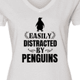 thumbnail image 4 of Inktastic Easily Distracted by Penguins Women's V-Neck T-Shirt, 4 of 5