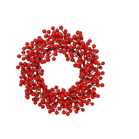 Kokovifyves 35cm Artificial Red Berry Christmas Wreath, Faux Fruit Garland for Front Door Wall Window Home Decor