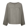 thumbnail image 4 of Pompotops Femmes Col Rond Ouvert Tube Bouton Mode Casual Manches Longues Chemisier, 4 of 7