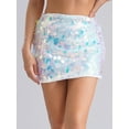 thumbnail image 3 of Zaldita Womens Sparkle Sequin Bodycon Mini Skirts Shiny Glitter Short Wrap Skirt Clubwear Gradient Blue S, 3 of 7