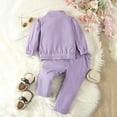 thumbnail image 3 of WOYY Infant Girls Outfits Ruffle Zipper Mock Neck Sweatshirt Pants Set, Sizes 6M-3T, 3 of 6
