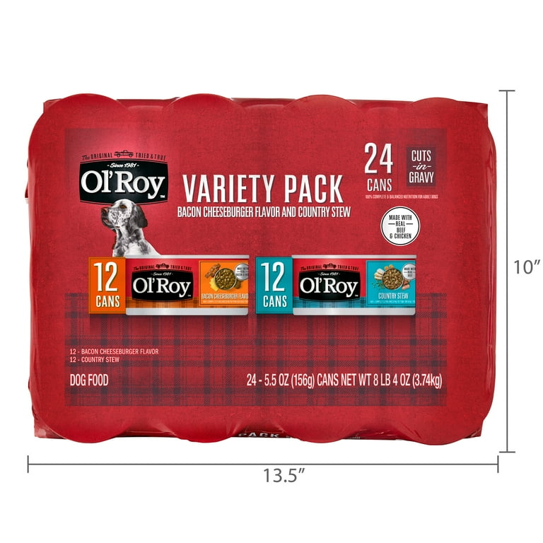Ol' Roy Wet Dog Food Variety Pack with Bacon Cheeseburger and
