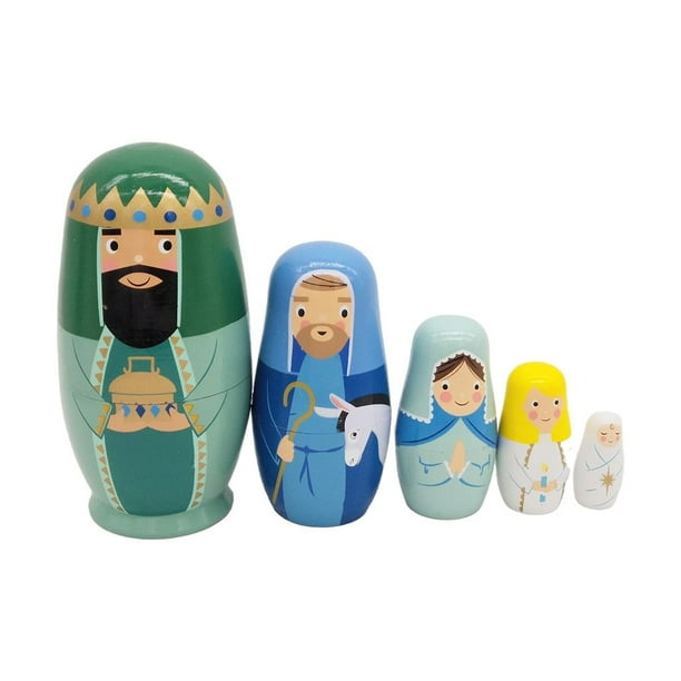 Conjunto de 5 Matryoshka Rusas, de , Rusas de Juguetes de Apilamiento Pintados , Muñeca