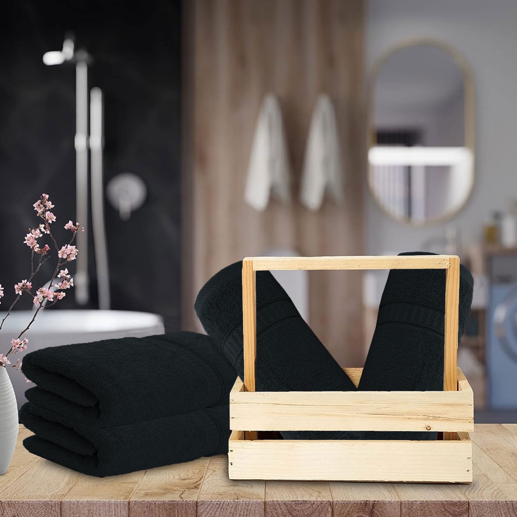 Gold Textiles Premium Grey Hand Towels 4 Packs 16x30 inches for Bathroom 100% Ring Spun Cotton Towel