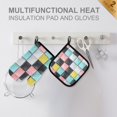 thumbnail image 4 of Yayeee Oven Mitts and Pot Holder Set of 4 Heat Resistant Kitchen Gloves Baking Hot Pad, Gray Checkered Pattern, 4 of 5