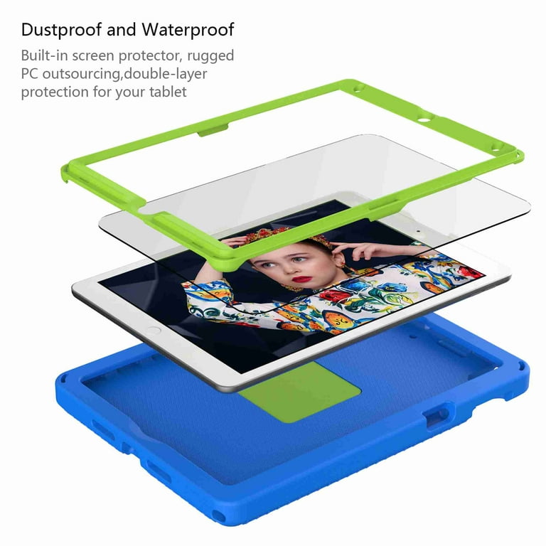  Kids Case for 9th/8th/7th Generation, iPad 10.2 case  2021/2020/2019 with Built-in Screen Protector, Shockproof Handle Stand Case  for iPad 10.2-inch 9th/8th/7th (Green) : Electronics
