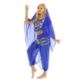 thumbnail image 2 of vastwit Womens Belly Dance Costume Crop Top Chiffon Harem Pants with Hip Scarf Headscarf Sets Royal Blue One Size, 2 of 7