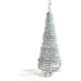 thumbnail image 3 of LampLust Pre-lit Pop Up Christmas Tree, Silver Tinsel - 4 ft Tall Slim Collapsible Pop-up Christmas Tree with 100 LED Lights, and Timer Included, 3 of 5