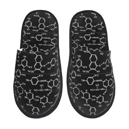 Balery Chemistry Formulas 1 Slient Indoor Furry Fleece Comfort House Shoes Soft Non-Slip Home Shoes Cotton slippers House Slippers-- Large