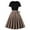 Khaki, variant on DeHolifer Vintage Dress for Women 1950s Party Print Crewneck Short Sleeve A-line Hepburn Style Cocktail Swing Dresses Black M