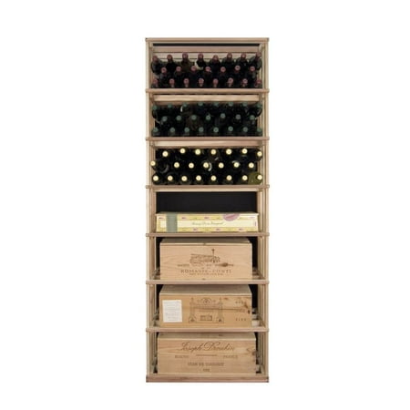 Tall Rectangular Wine Bottle & Case Storage Tower (Premium Redwood Unstained)