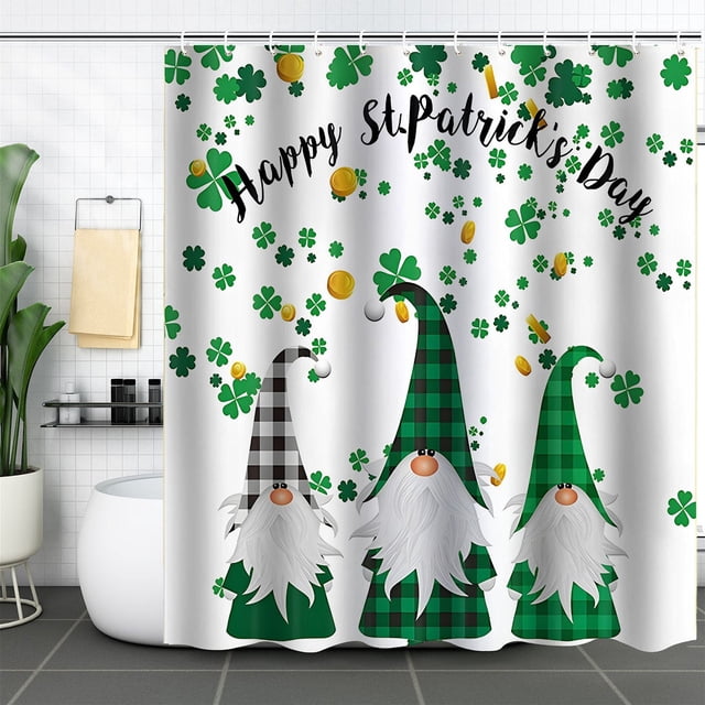 Cortina de ducha decorativa para el hogar, decoración del Día de San Patricio, tela divisoria para baño, impresión digital, cortina impermeable para baño con ganchos, sin perforaciones, cortina de duc
