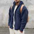 thumbnail image 2 of WTOBBY Men's Casual Loose Double-Faced Fleece Jacket, Solid Color Zipper Hooded Plush Warm Coat for Winter, Soft and Lightweight for Daily and Outdoor Activities,Navy 3XL, 2 of 5