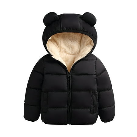 

Toddler Baby Boy Girl Hooded Coat Cute Ear Long Sleeve Zipper Jacket Winter Warm Outerwear Tops