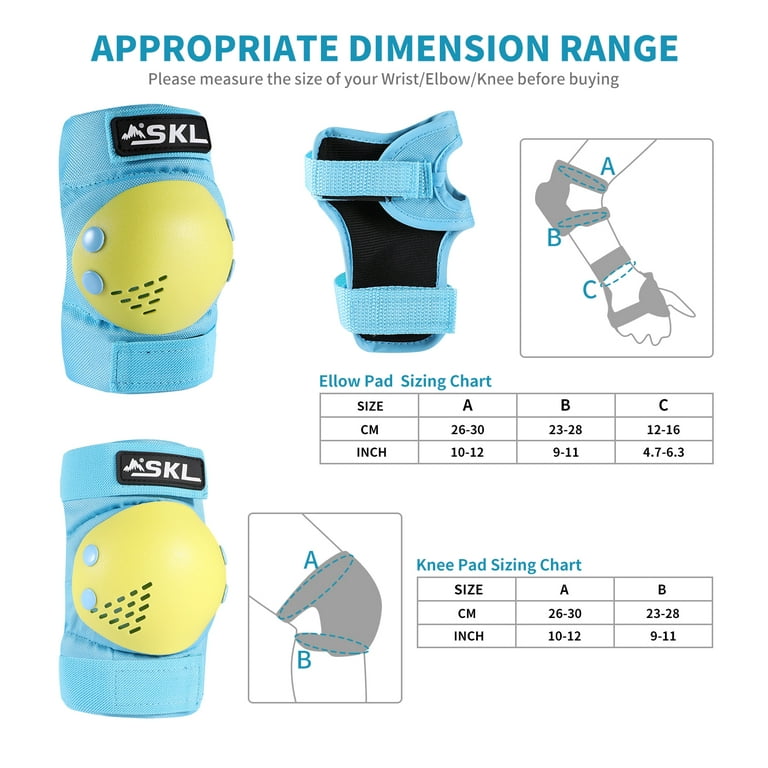 KUYOU Safety Gear for Kids 6-13 Years Old, Kids Youth Knee Pad Elbow Pads  Wrist Guards 3 in 1 Adjustable Protective Gear Set for Roller Skating