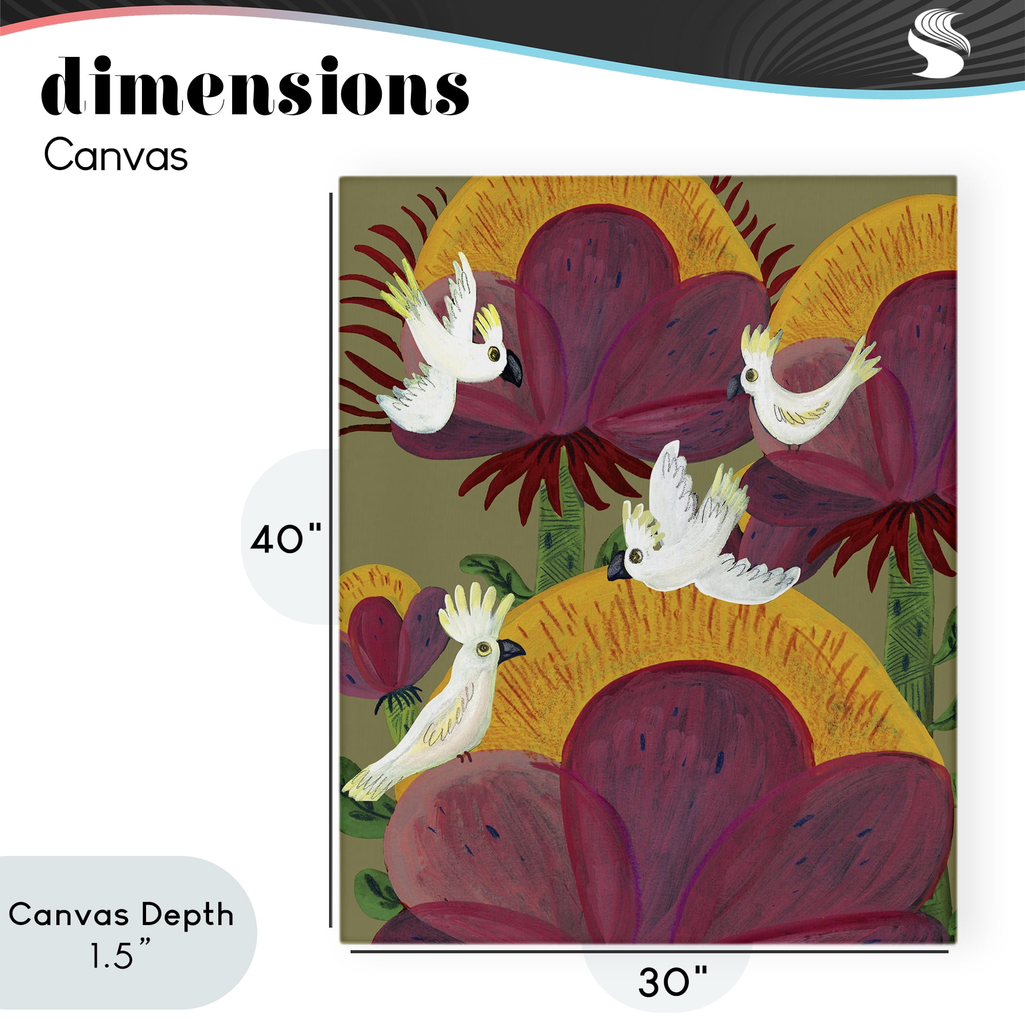 Stupell Industries Tropical Cockatoos & Plants Canvas Wall Art, design by Kay Widdowson