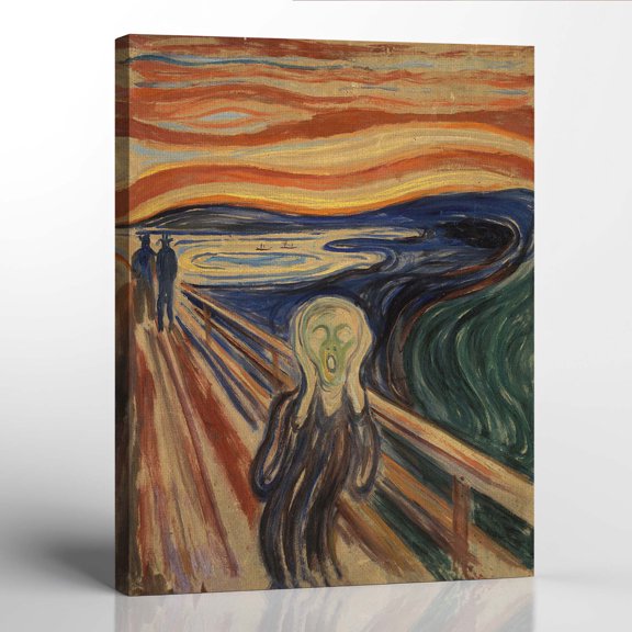 The Scream by Edvard Munch Canvas Print, Scream Decor, Famous Paintings Wall Art, Scream Wall Art, Edvard Munch Print , Ready To Hang for Living Room Home Wall Décor 16x20