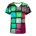 thumbnail image 5 of Lydiaunistar Hauts de Printemps pour Femmes Grande Taille Décontracté Col en V Imprimé Manches Courtes avec Poche Robe d'Infirmière Blouse, Léger Confortable pour la Maison et le Travail Quotidien Léger Polyester Haut Bleu Clair, 5 of 5