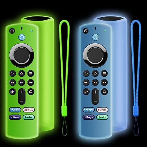 A2-Pack] Couverture de Télécommande de Bâton de Feu, compatible avec le Bâton de Télévision avec Télécommande Vocale 4K max A (Contrôle de Télévision de Feu Non Inclus) Brille dans le Noir (Brillance Bleu Ciel et Lueur Verte)