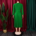 thumbnail image 5 of AURA Elegant Pleated Midi Dress With Belt High Waist Solid Color Zipper Work Office Style, 5 of 10
