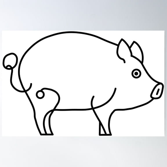 Pig Line Art Poster Wall Art, Modern Wall Decor For Living Room Bedroom, 12x18 UNFRAMED