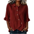 thumbnail image 2 of Neewe Button Down Shirts for Womens 3/4 Sleeve Blouses Collared Casual Summer Tops Daily Outfits, 2 of 6