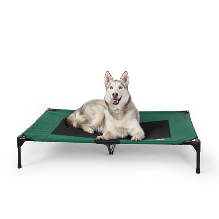 UPC: 0655199637300 | K&H Pet Products Original Pet Cot Elevated Dog Bed Green/Black X-Large 32 X 50 X 9 Inches