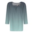 thumbnail image 4 of Fiudx Liquidación de Ahorros de Verano Blusa de Manga 3/4 a La Moda para Mujer, Camiseta Estampada, Top Informal, 4 of 5