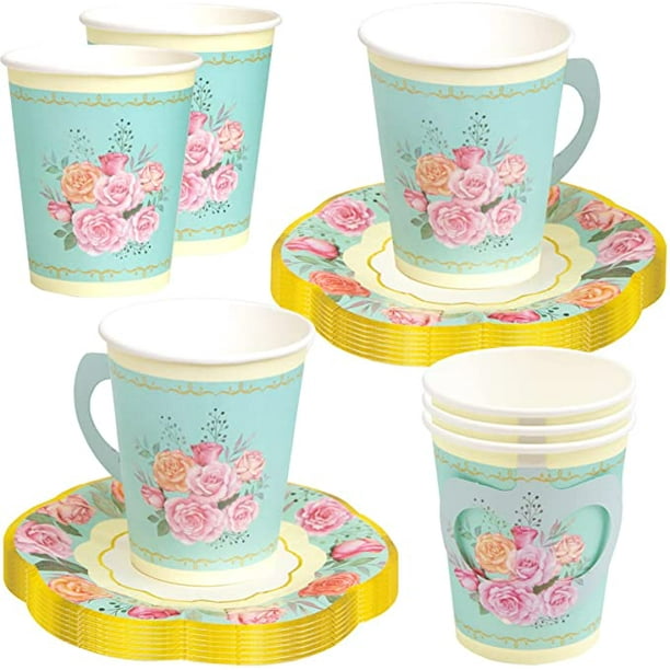 Tea Party Decorations Paper Tea Cups Disposable Tea Cups and Saucers