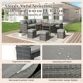 thumbnail image 4 of YODOLLA 7-Piece Patio Conversation Set with 43" Fire Pit Table, Outdoor Sectional Sofa, PE Rattan Wicker Furniture, Steel Frame, Gray, 4 of 7
