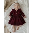 thumbnail image 6 of Miaouyo 0-3T Toddler Baby Girls Plaid Spring Autumn Dress Long Sleeve Round Neck Button Up A-line Dress, 6 of 9