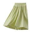 thumbnail image 5 of Tranfacy Girls 7-15 Years Fall Pants Solid Ice Silk Wide Leg Casual Straight Leg 9 Minute Pants Trousers, 5 of 5