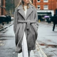 thumbnail image 2 of WCMZJ Plus Size Fur Coats for Women Winter Maxi Fluffy Faux Fur Overcoat Warm Long Parka Jacket Lapel Collar Coat Pocket Outwear with Belt Gray 3XL, 2 of 6