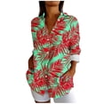 thumbnail image 6 of Pxxlle Hawaiian Shirts for Women Fashion Tropical Graphic Shirt Plus Size Button Down Tops for Beach Vacation Red XXL, 6 of 7