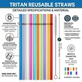 thumbnail image 2 of 10.5 in Long Reusable Plastic Straws with Brush, Tritan Hard Plastic Tumbler Straws, 10 Rainbow Colored Replacement Straw for 16 OZ 20 OZ 30 OZ Stanley, YETI, Starbucks Tumblers, Mason Jars, 2 of 17