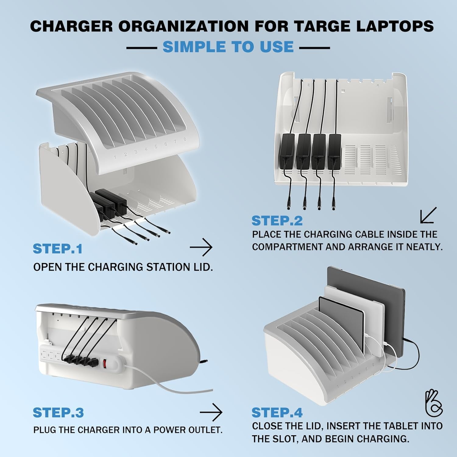 Pochar 8 Device Laptops Charging Station for Multiple Devices, Ideal for Schools Office