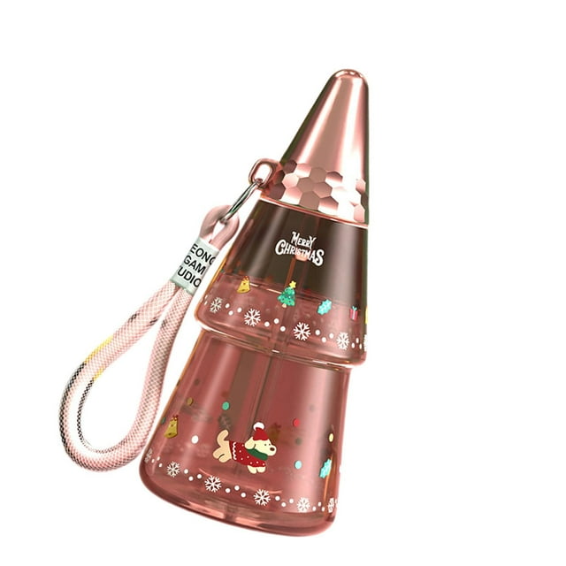 Vaso para beber con y tapa, vaso para agua, forma de de Navidad para niñas, niños, adultos Rosa
