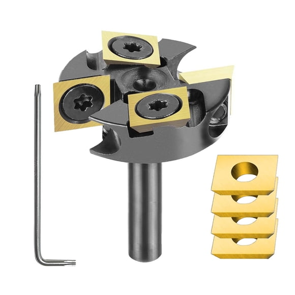 SpeTool 1-1/4" Cutting Dia Slab Flattening Router Bit 1/4" Shank, 2+2 Flute Carbide Insert Spoilboard Surfacing Bit with ATS Coating Include 4 Additi