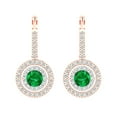 thumbnail image 3 of 1.79 Ct Round Cut Halo Drop Dangle Green Emerald 14K White Rose Solid Solid Gold Everyday Dainty Earrings Lever Back, 3 of 7
