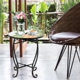 thumbnail image 3 of Topbuy Outdoor Plant Stand Top Round Accent Steel Table Garden Yellow, 3 of 10