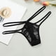 thumbnail image 3 of Gibobby Bikini elástico con algodón Bragas encaje para mujer Tanga sexy femenina Correa fina T Bragas cintura（Negro， S), 3 of 5