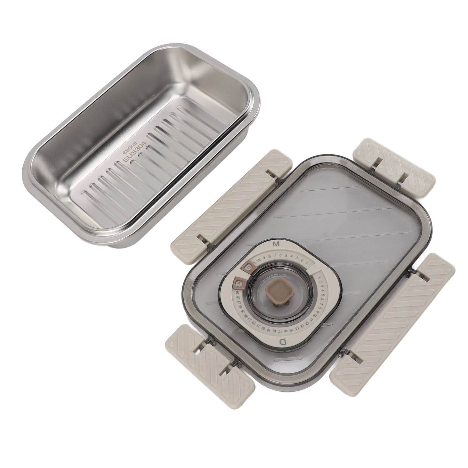 680ml Stainless Steel Bento Box - Leakproof Food Storage Container with Lid, Beige