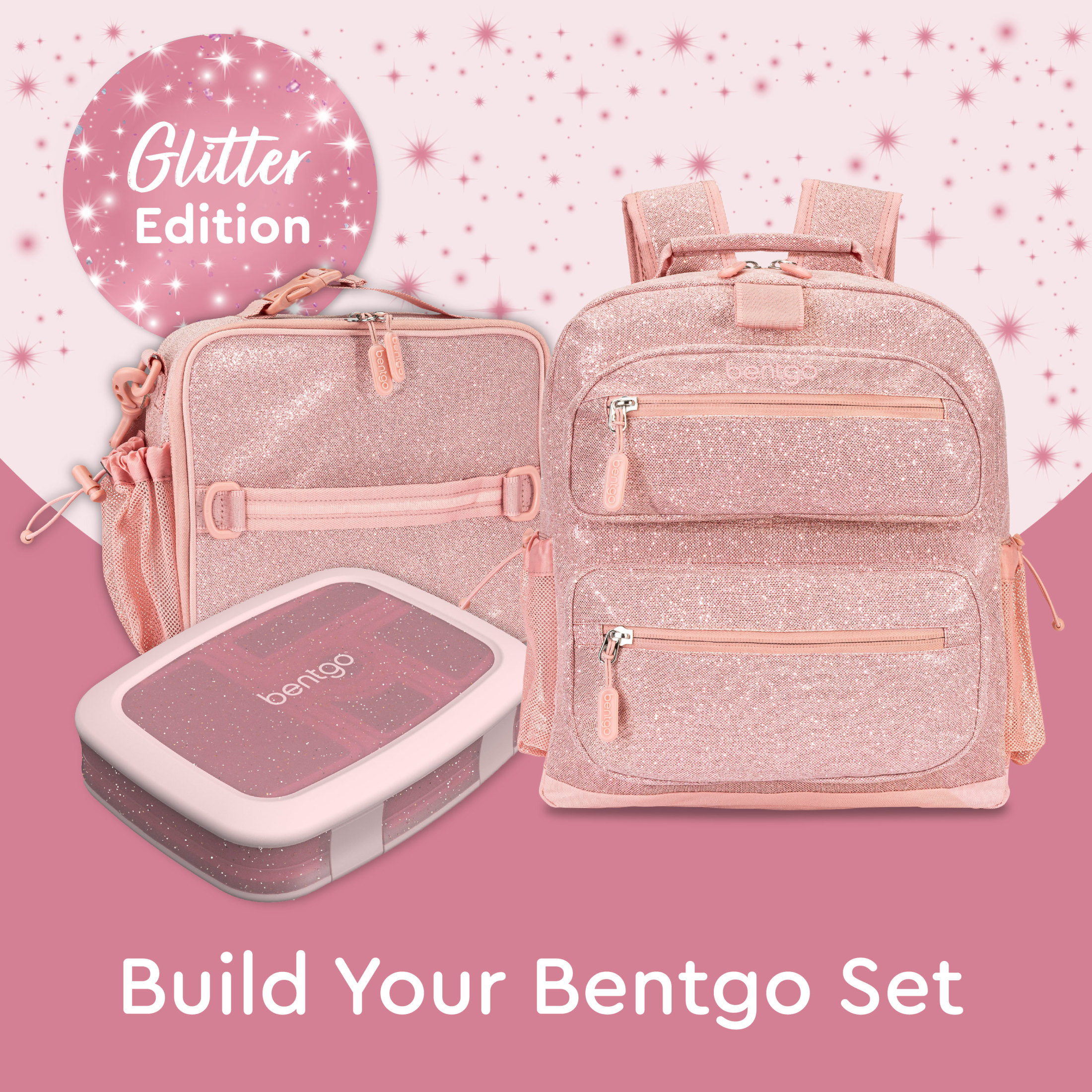 Mochila para niños - diseño con brillantina, 14", ligera, para escuela, viaje y guardería - interior amplio, tela duradera e impermeable y argolla para lonchera (Edición Brillantina - Rosa pétalo) 6