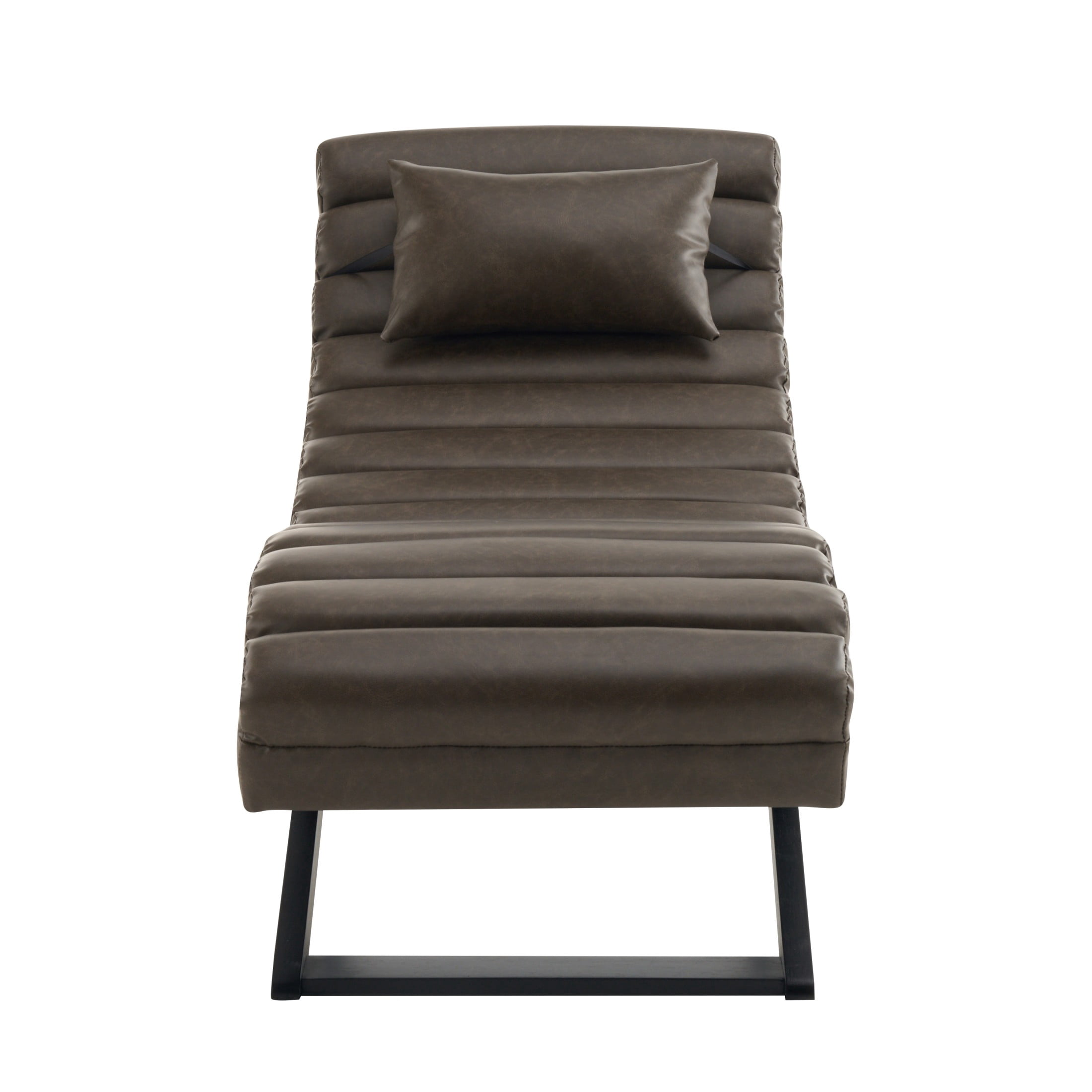 Christopher Knight Home Modern Faux Leather Curved Chaise Lounge with Solid Wood Base, Brown