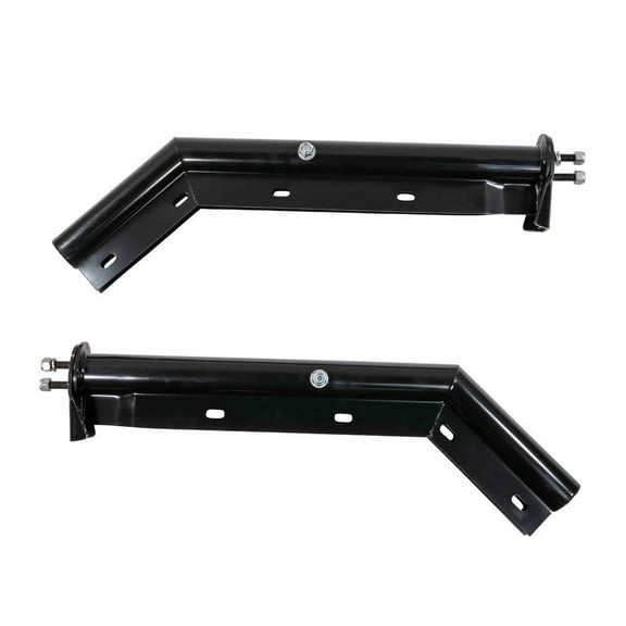 Black Angled Spring Loaded Mud Flap Hanger Bracket Set 28" Length - 1-1/8" Bolt Spacing - Round Tube Style 45 Degree Angled Mad Flap Hanger for Semi Trucks